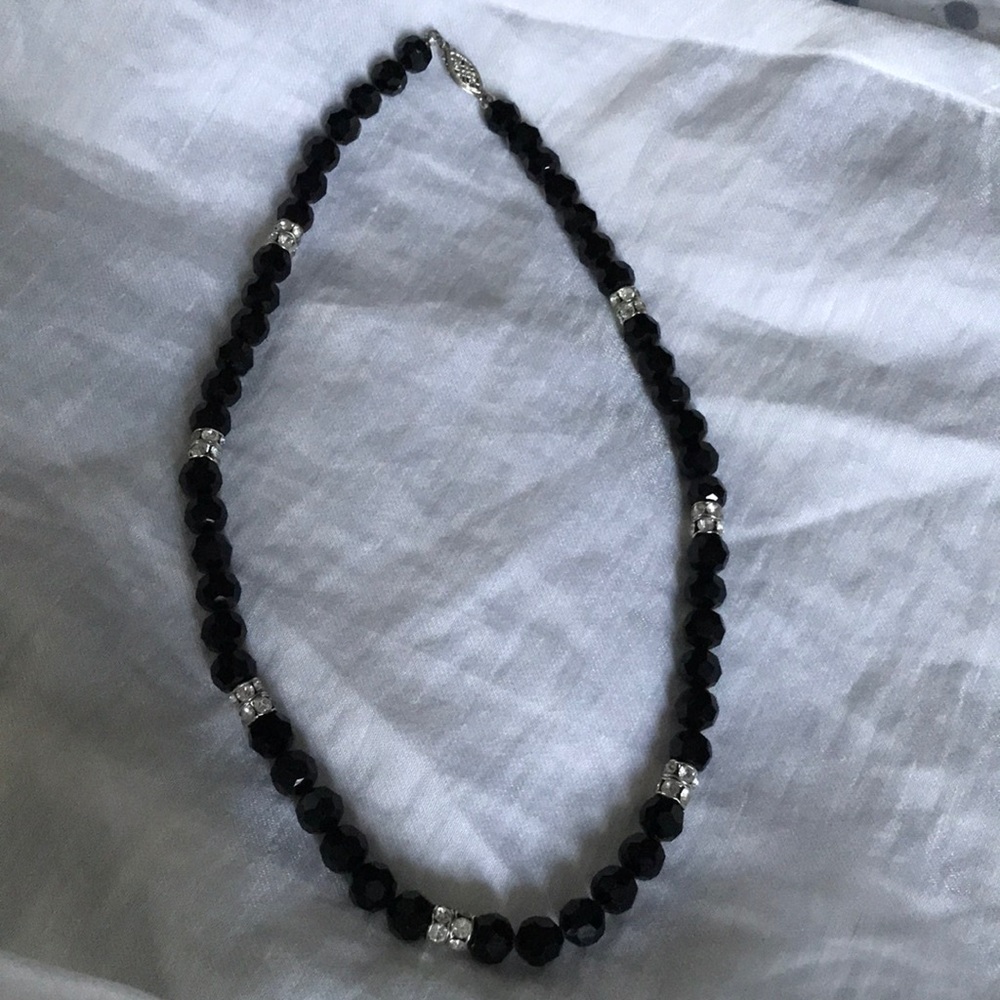 Black Jet with rhinestones necklace